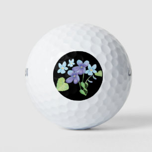 Balles De Golf Fleurs violettes sauvages Illustration noir
