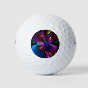 Balles De Golf Floral moderne Art Abstrait Rouge Bleu Motif #15