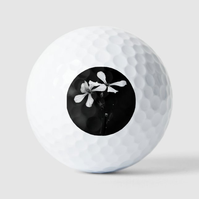 Balles De Golf floral noir et blanc minimal (Recto)