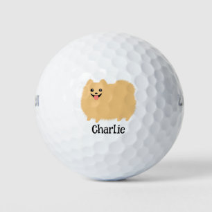 Balles De Golf Fluffy Poméranien mignon chien avec nom personnali