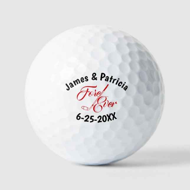 Balles De Golf Fore Ever Mariage Personnalisé (Recto)