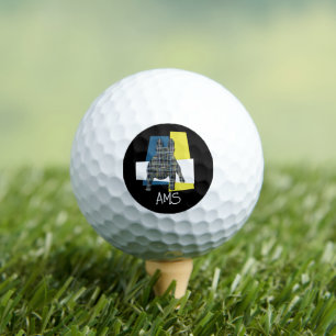 Balles De Golf Français Buldog Amusant Monogramme Silhouette Noir