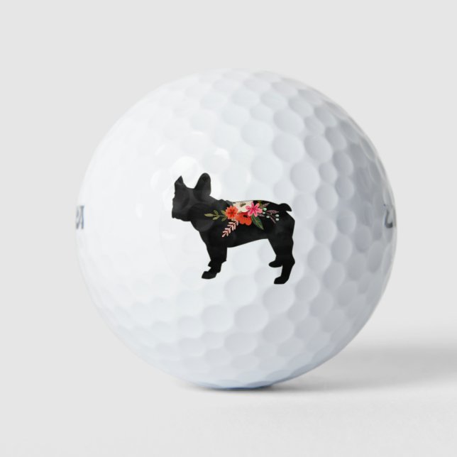 Balles De Golf Frenchie Chien race Boho Floral Silhouette (Devant)