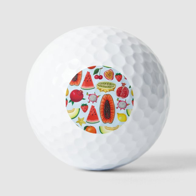 Balles De Golf Fruits Exotiques : Imprimé tendance sans couture. (Recto)