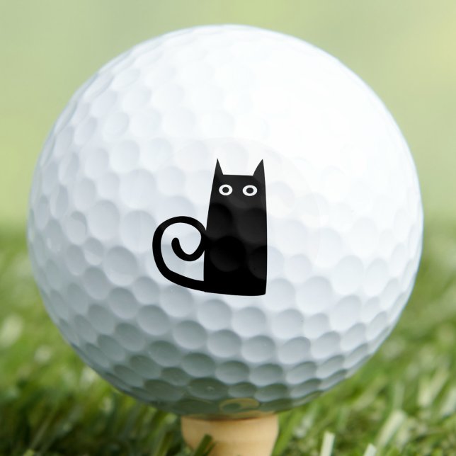 Balles De Golf Fun Chat Noir (Fun black cat golf ball for animal lovers)