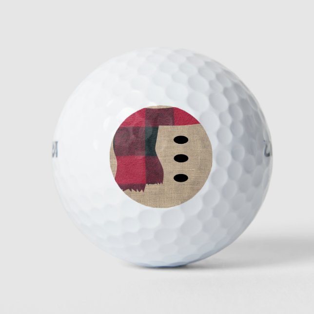 Balles De Golf Fun Farmhouse Burlap Snowman Plaid Scarf & Buttes (Devant)