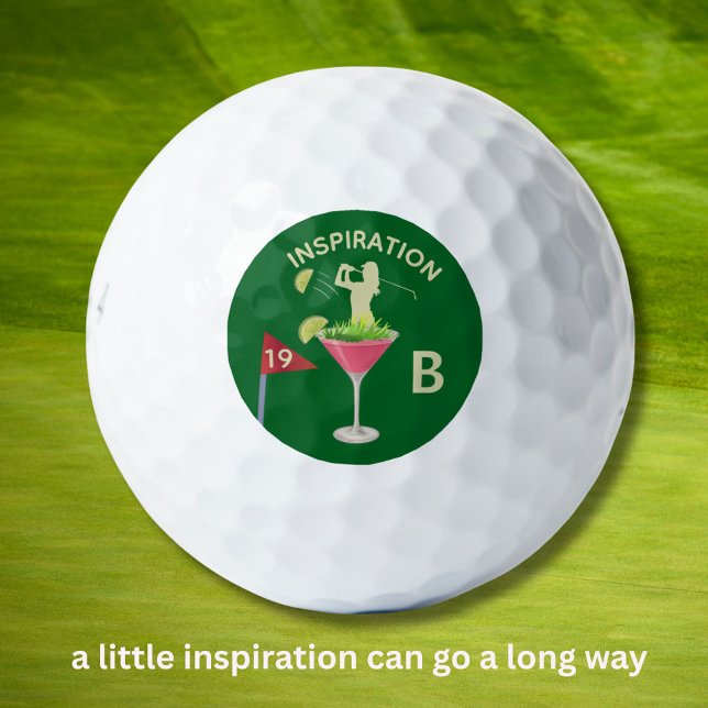 Balles De Golf Fun Inspirational 19th Hole Cocktail Monogram  (Créateur téléchargé)
