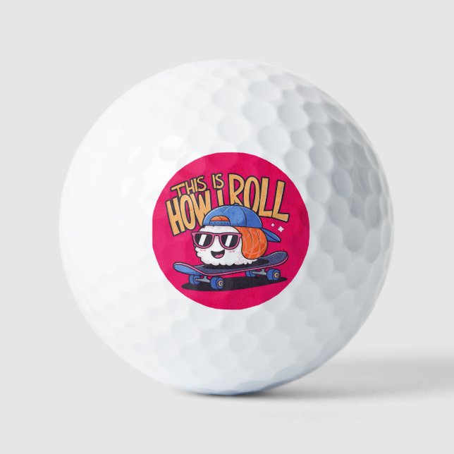 Balles De Golf Fun Kawaii Sushi sur skate (Recto)