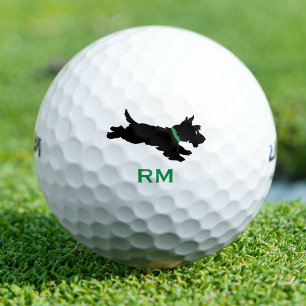 Balles De Golf Fun Scottie Chien Monogramme Vert Personnalisé