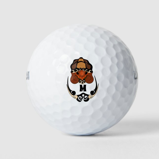Balles De Golf Funky Tortoise Chilling Monogramme (Devant)