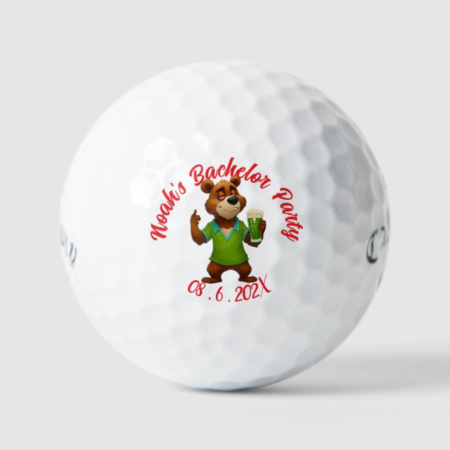 Balles de Golf Funny Bear | Design Bière au Doigt  (Recto)