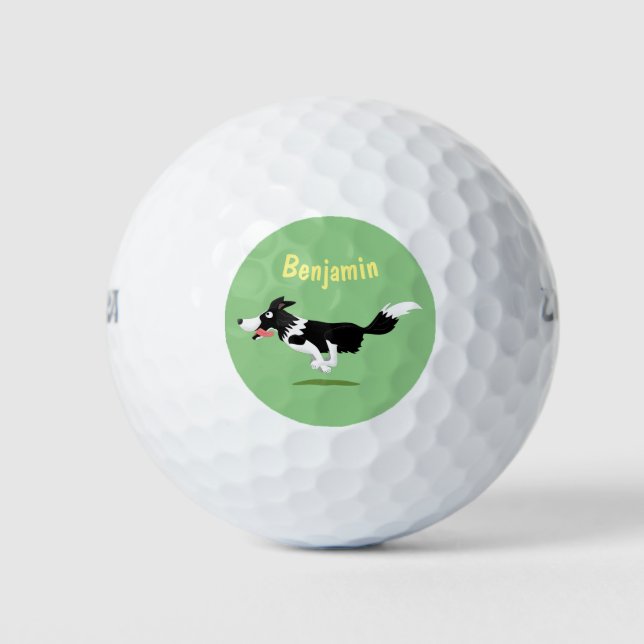 Balles De Golf Funny Border Collie chien en course dessin animé (Devant)