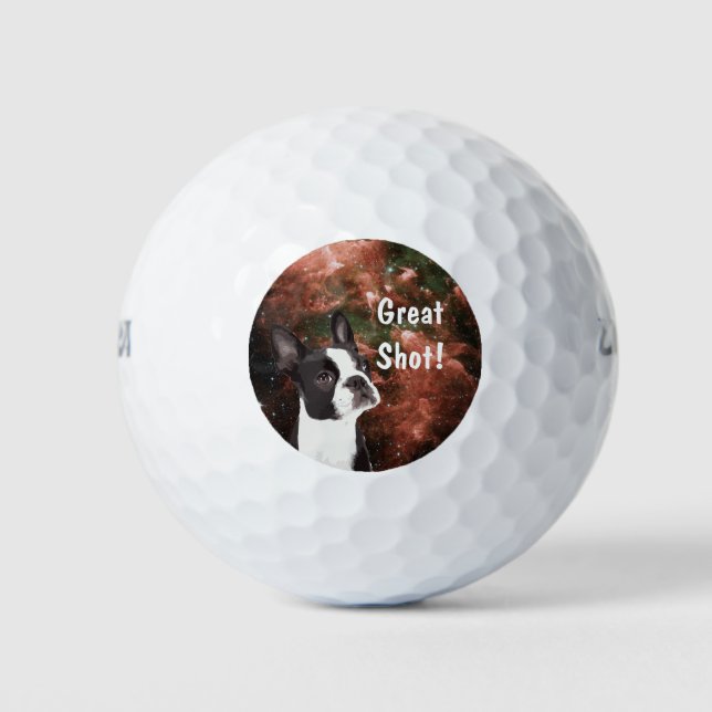 Balles De Golf Funny Boston Terrier dans Space Golf Ball (Devant)