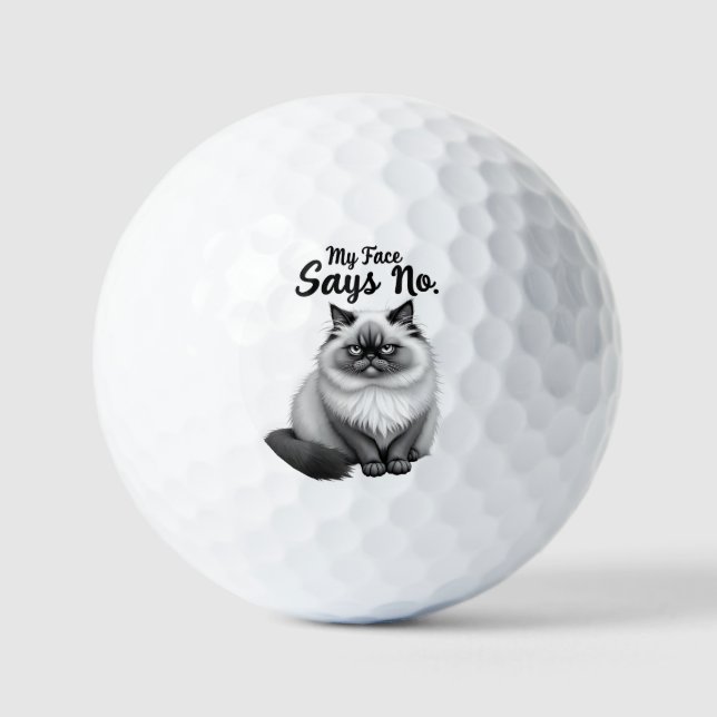 Balles De Golf Funny Cat Face Illustration – Minimal Cute Cat Art (Recto)