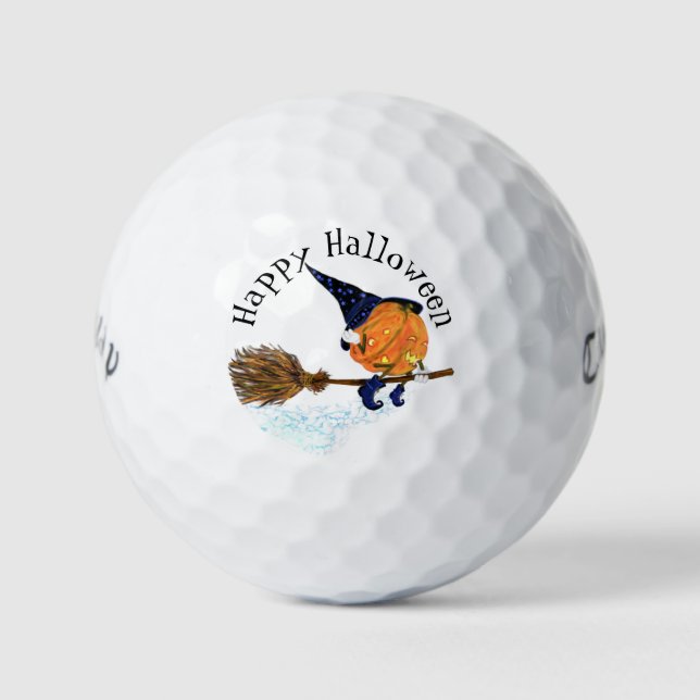 Balles De Golf Funny Halloween Golf Balls Citrouille de sorcière  (Devant)