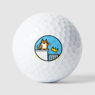 Balles De Golf Funny No Kings Cat Cartoon on Golf Balls