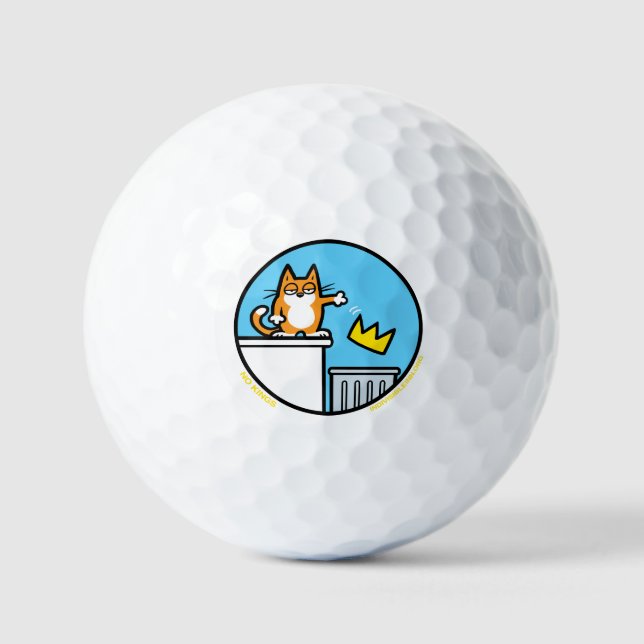 Balles De Golf Funny No Kings Cat Cartoon on Golf Balls (Recto)