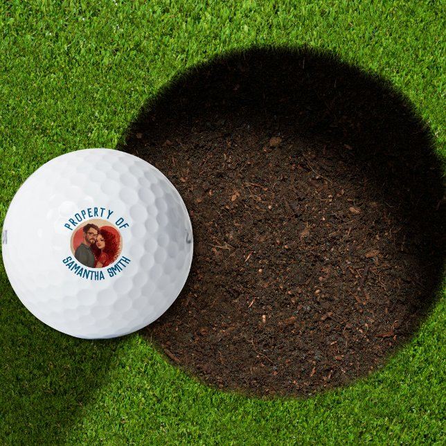 Balles De Golf Funny Property of {Name} Photo Simple Personalized (Créateur téléchargé)
