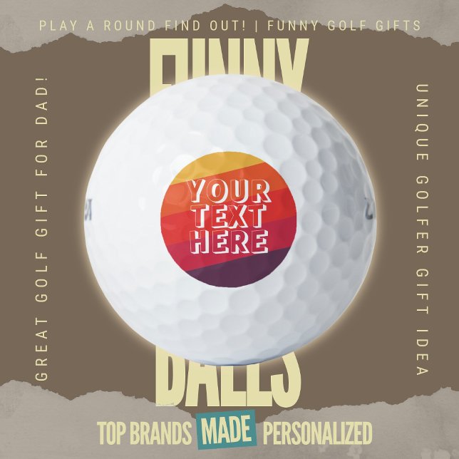 Balles De Golf Funny Scramble Golf Dad Retro Sunset Add Text (Custom Funny Golf Ball Gifts for Business From Play A Round Find Out, "Your Text Here" Retro Sunset)