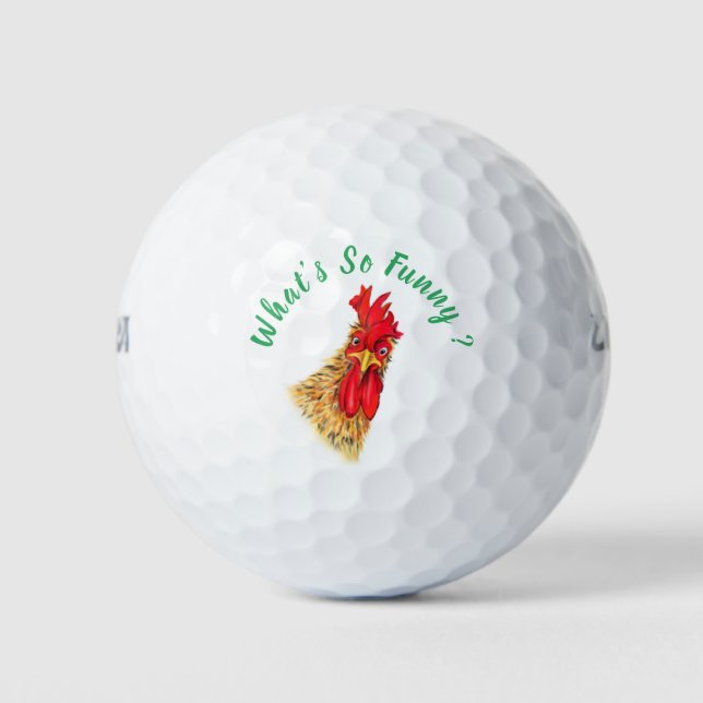 Balles De Golf Funny Surpris Curious Rooster - Ce qui est si drôl (Devant)