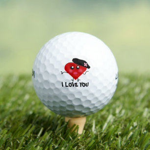 Balles De Golf Funny Valentines Day I Love You Red Heart Mens