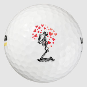 Balles De Golf Funny Vintage Skeleton Love Hearts