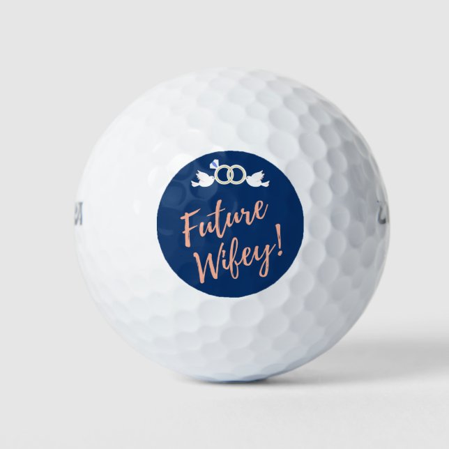 Balles De Golf Future Wifey Love Birds en bleu profond  (Devant)