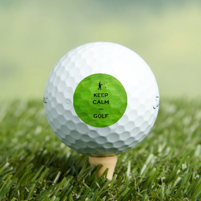 Balles De Golf Gardez le calme et le golf avec un fond vert (T-shirt Insitu)