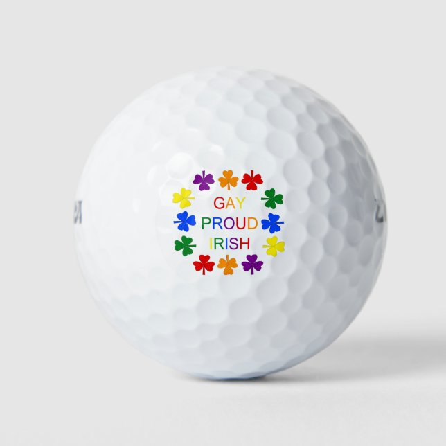 Balles De Golf Gay Fier Irlandais LGBT Rainbow Shamrocks (Devant)