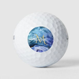 Balles De Golf Gel d'encre d'alcool liquide et bleu monogramme et