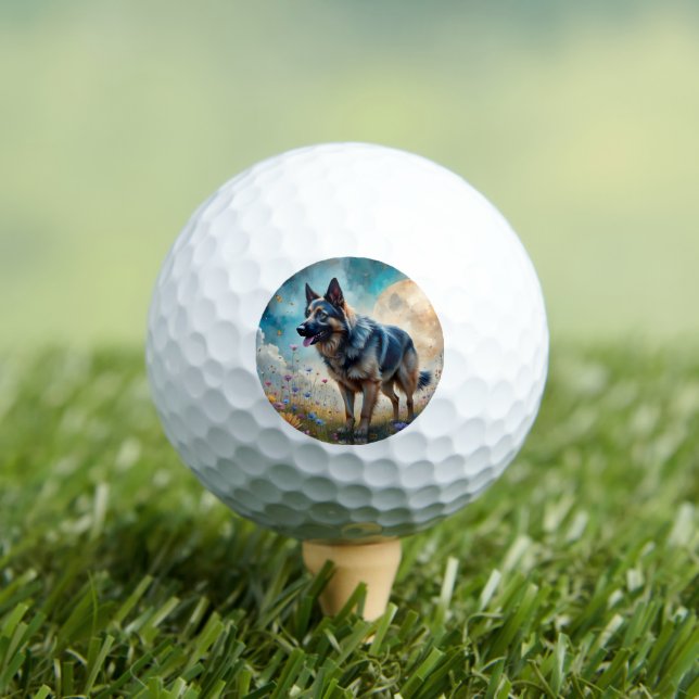 Balles De Golf German Shepherd in Floral Field (T-shirt Insitu)