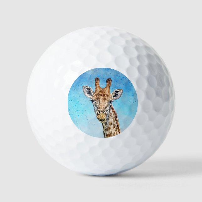 Balles De Golf Giraffe curieuse avec Ciel de Confetti Bleu (Recto)