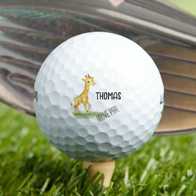 Balles De Golf Giraffe mignonne avec votre nom, au-dessus de Par (Créateur téléchargé)