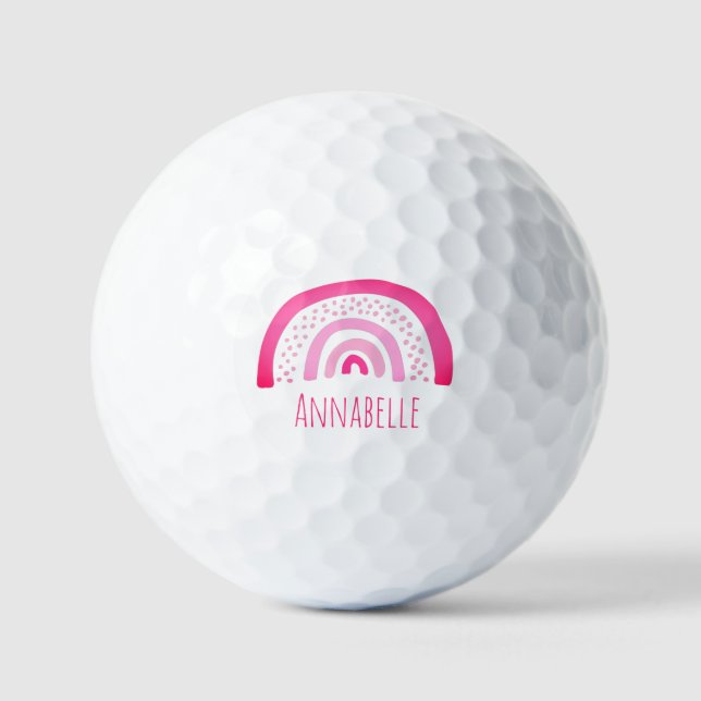 Balles De Golf Girl Pink Rainbow Prénom (Recto)