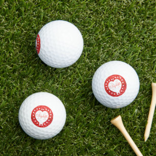 Balles De Golf Girly Monogram Coral Parties scintillant Bokeh Whi