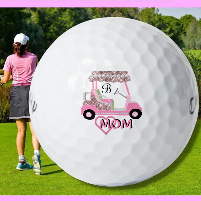 Balles De Golf Glam Glitz Monogramme Rose Gold Maman  (Créateur téléchargé)