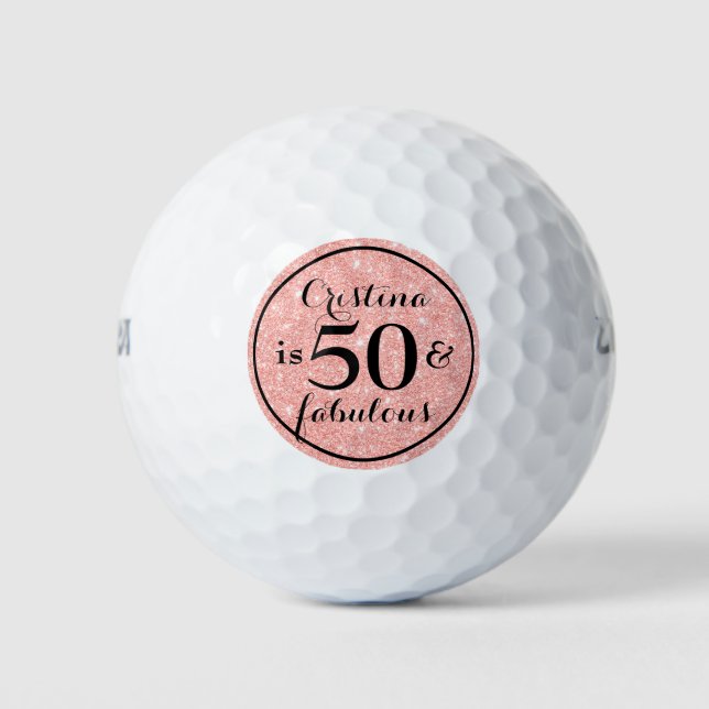 Balles De Golf Glam Parties scintillant rose Noir Personnalisé 50 (Devant)
