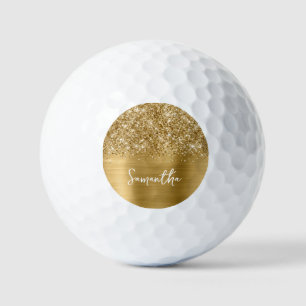 Balles De Golf Glittery Gold Glam Nom du script