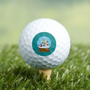 Balles De Golf Globe w Cardinal Snowman & Pine Tree   Personnalis