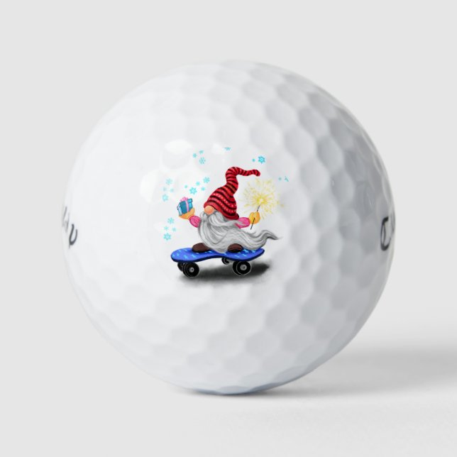 Balles De Golf Gnome de patinage avec cadeau de Noël Balls de gol (Devant)
