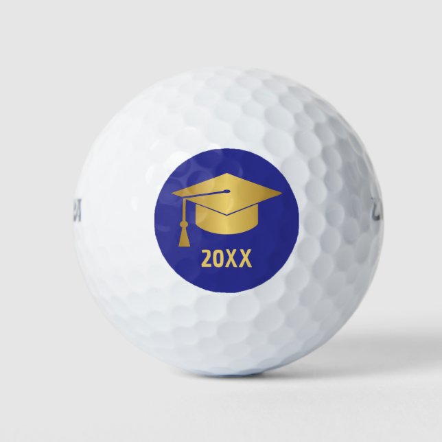 Balles De Golf Gold and Blue Custom Graduation  (Devant)