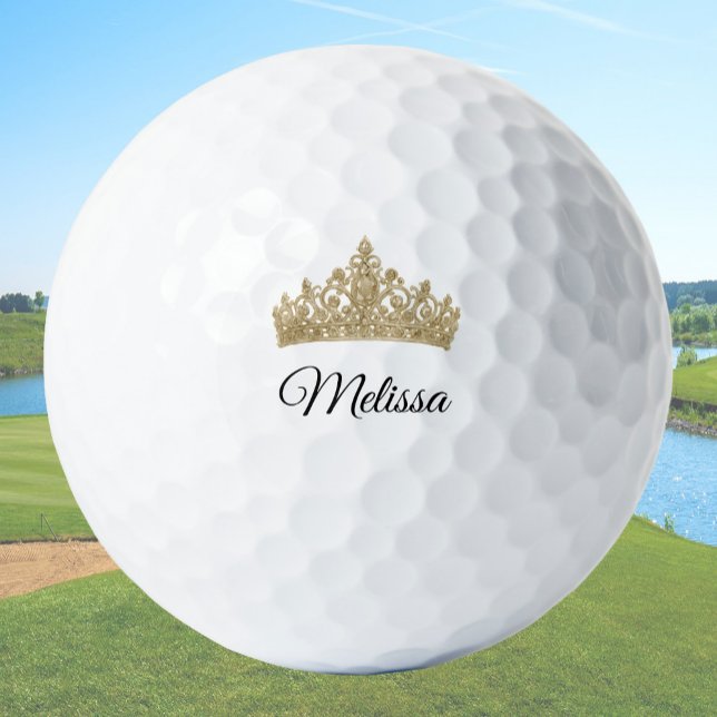 Balles De Golf Gold Crown and Custom Name Pretty (Créateur téléchargé)