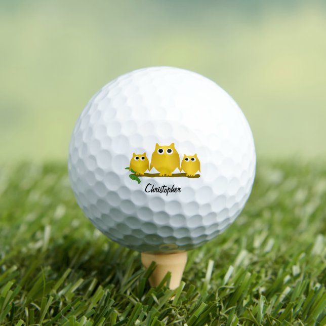 Balles De Golf Gold Owl Design Personalised (T-shirt Insitu)