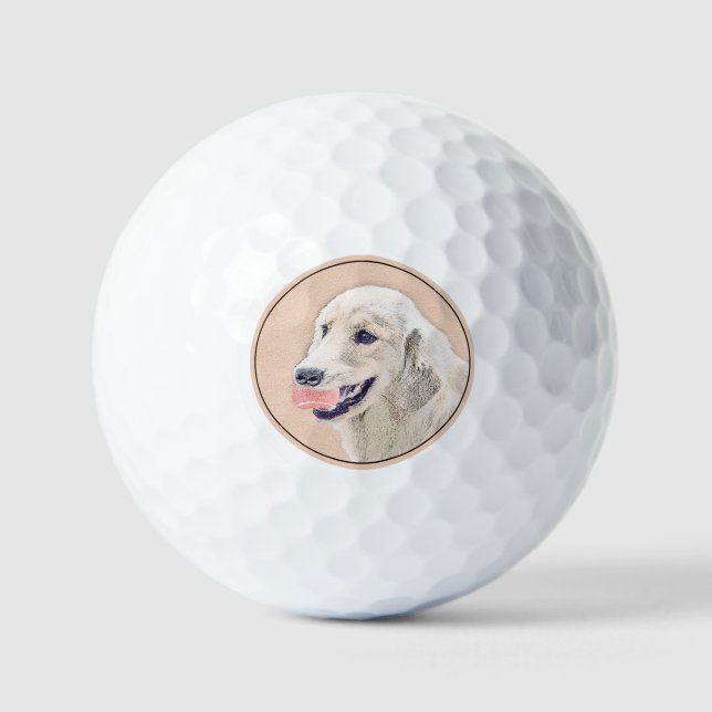 Balles De Golf Golden Retriever avec Tennis Ball Peinture Chien A (Recto)