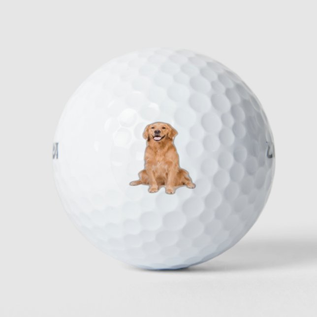 Balles De Golf Golden Retriever Sitting - Design adorable (Devant)