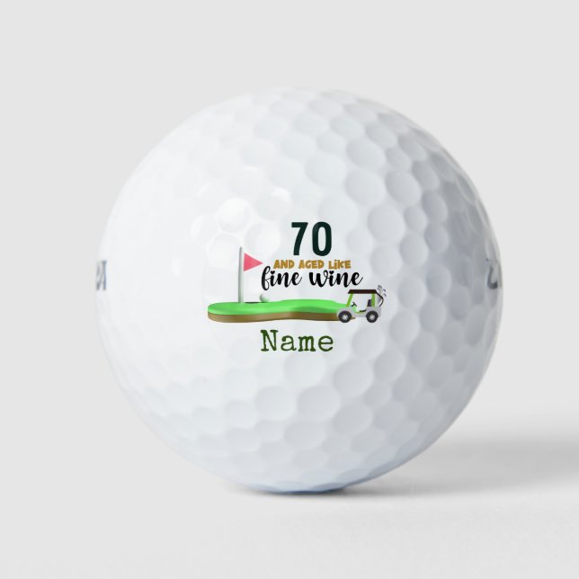 Balles De Golf Golf 70e anniversaire pour golfeur avec drapeau go (Devant)