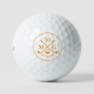 Balles De Golf Golf anniversaire 40e 50e 60e Monogramme Orange