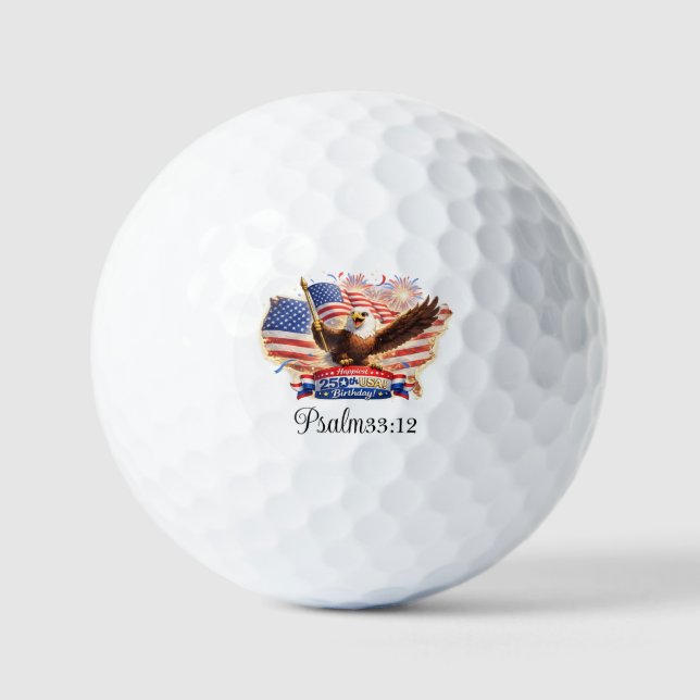 Balles De Golf Golf Ball Blessed  Happy 250th Birthday USA! (Recto)