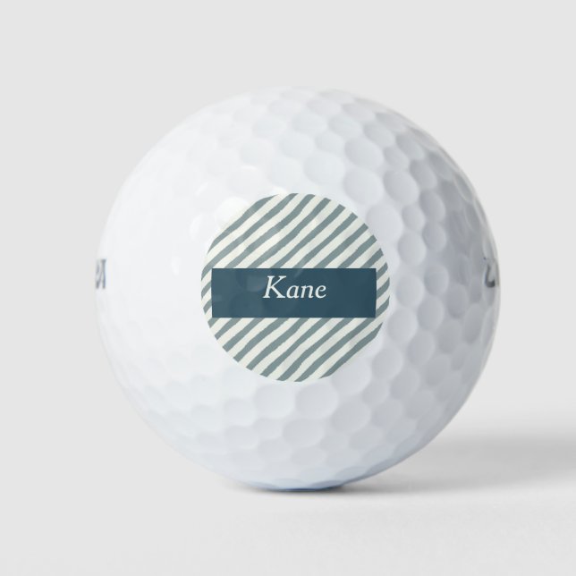 Balles De Golf Golf Ball Green Stripes avec nom (Devant)
