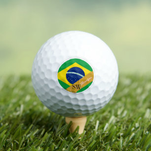 Balles De Golf Golf Brésil & Monogramme, Drapeau Brésilien